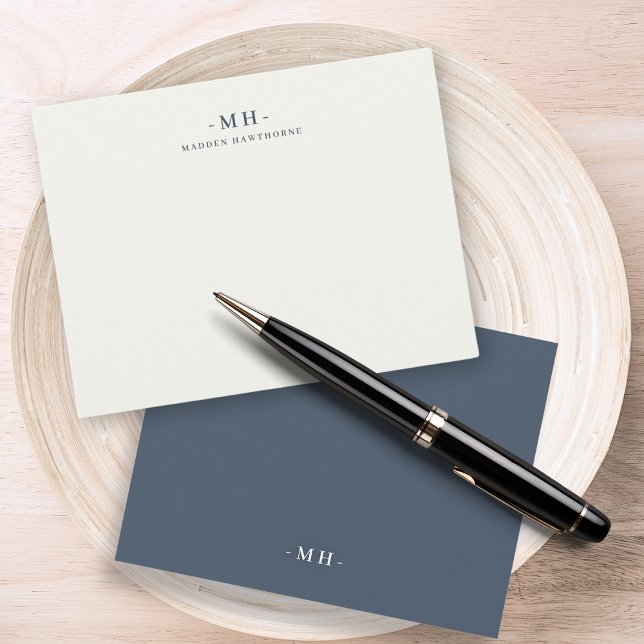 Minimalist Navy Blue Ivory Simple Elegant Monogram Card (Creator Uploaded)
