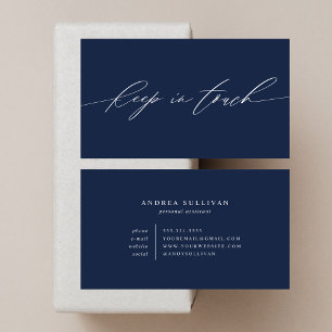 Minimalist Navy Blue Keep in Touch Contact or Business Card