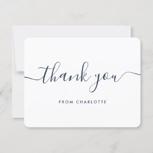 Minimalist Navy Blue Modern Wedding Birthday Thank You Card