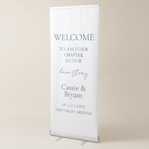 Minimalist Navy Blue Modern Wedding Welcome Retractable Banner