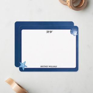 Minimalist Navy Blue Monogram Initial Card