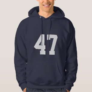 Minimalist Navy Blue Number 47 Hoodie