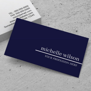 Minimalist Navy Blue Professional Plain Business Card