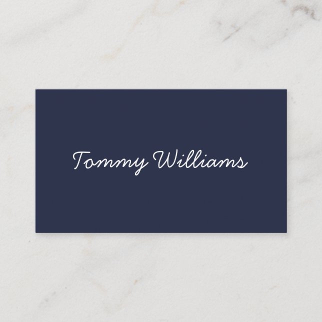 Minimalist Navy Blue Professional Simple Business Card (Front)