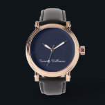 Minimalist Navy Blue Professional Simple Watch<br><div class="desc">These simple,  minimalist can be personalised to include a name or any text of your choice. If you don't want any text and would prefer just a blank,  then you can simply delete the text.</div>