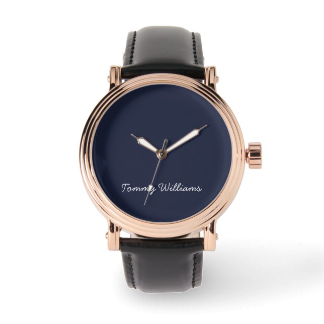 Minimalist Navy Blue Professional Simple Watch (Front)