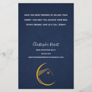Minimalist Navy Blue Real Estate Flyer