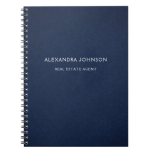 Minimalist Navy Blue Real Estate Notebook