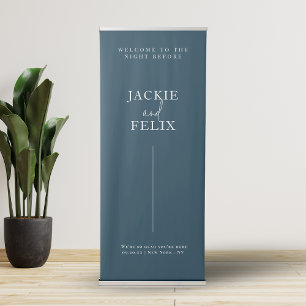 Minimalist Navy Blue Rehearsal Dinner Welcome Retractable Banner