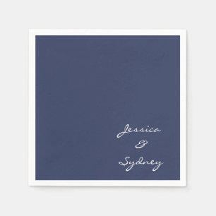 Minimalist Navy Blue Script Wedding Custom Napkin