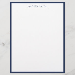 Minimalist Navy Blue Simple Line Modern Classic Custom Letterhead