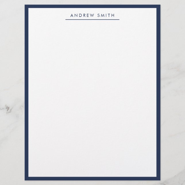 Minimalist Navy Blue Simple Line Modern Classic Custom Letterhead (Front)