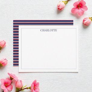 Minimalist Navy Blue Stripes Classic Chic Modern Card