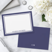 Minimalist Navy Blue Two Border Monogram