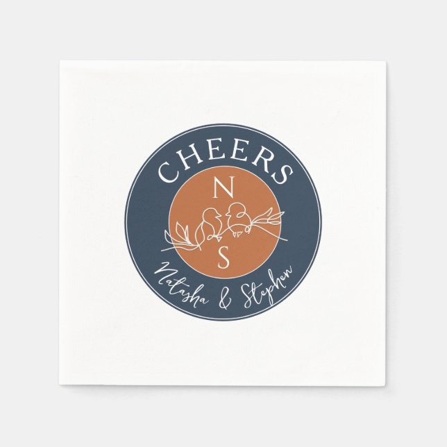 Minimalist Navy Blue Wedding Napkin (Front)