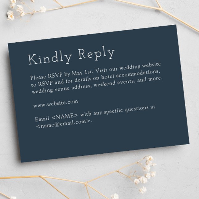 Minimalist Navy Blue Wedding RSVP Card (Creator Uploaded)