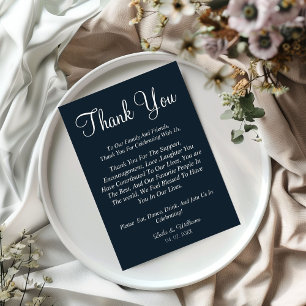 Minimalist navy blue wedding thank you