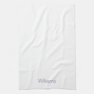 Minimalist navy blue white custom name monogram  tea towel
