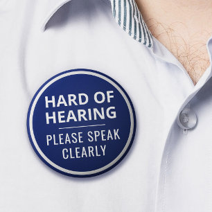 Minimalist Navy Blue White Hard of Hearing 6 Cm Round Badge