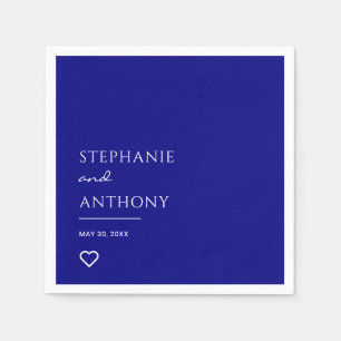 Minimalist Navy Blue with Heart Modern Wedding Napkin