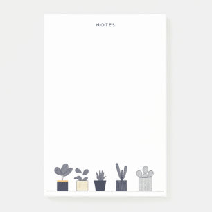 Minimalist Navy Cream Potted Plant Illustration Post-it Notes