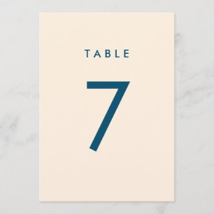 Minimalist Navy & Ecru Table Number Card