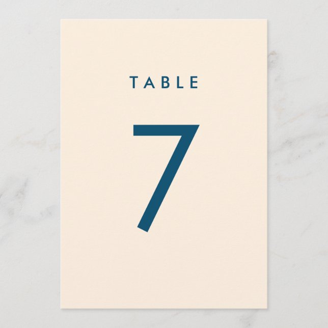 Minimalist Navy & Ecru Table Number Card (Front)