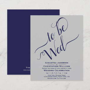 Minimalist Navy & Grey BUDGET Wedding Invitation