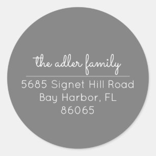 Minimalist Navy Grey & White Return Address Label