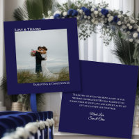 Minimalist Navy Love & Thanks Photo & Note Wedding