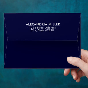 Minimalist Navy Monogram Return Address Envelope