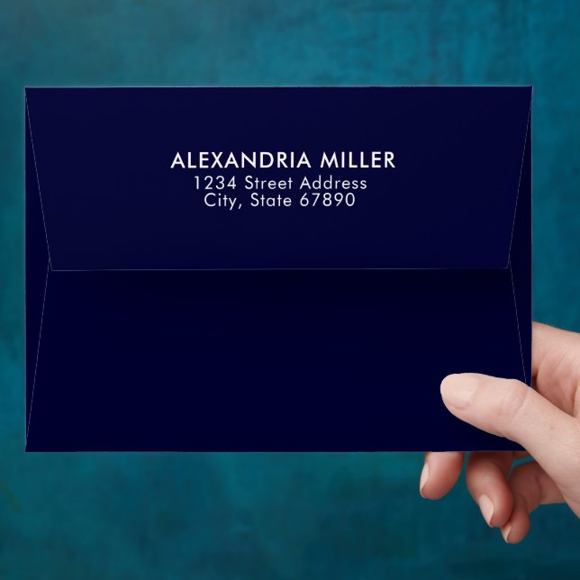 Minimalist Navy Monogram Return Address Envelope (Hand)