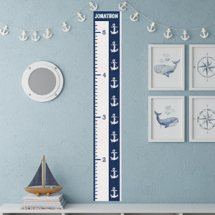 Minimalist Navy Nautical Kids’ Growth Chart ID836