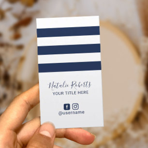 Minimalist Navy Stripes Social Media Nautical Calling Card