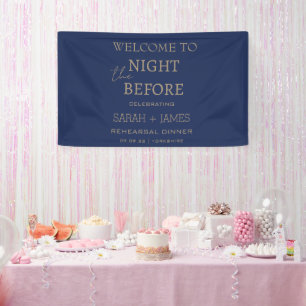 Minimalist Navy the Night Before Welcome Wedding  Banner