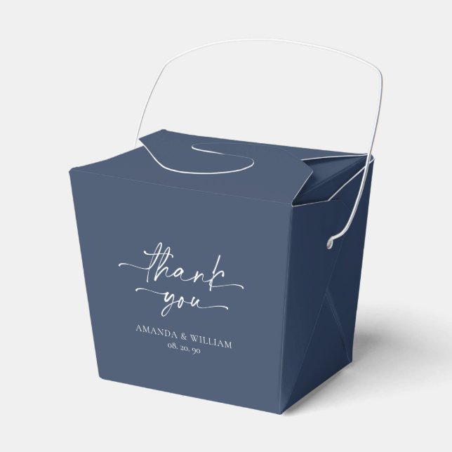 Minimalist Navy Wedding Favour Box (Front Side)