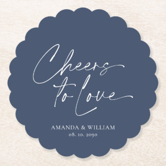 Minimalist Navy Wedding Paper Coaster