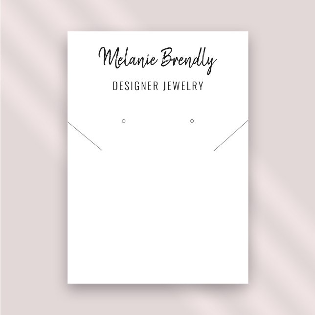 Minimalist Necklace Earring Jewellery Display Business Card (Stylishly Personalize with Your Custom Name. Add Optional Text.)