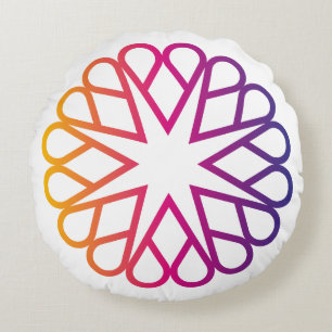Minimalist Neon Gradient Radial Flower Photo Round Cushion