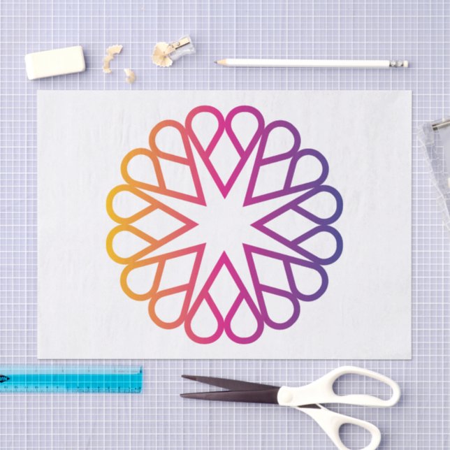 Minimalist Neon Gradient Radial Flower Tissue Paper (Craft)