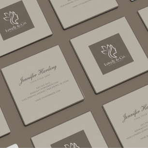 Minimalist Neutral Beige Beauty Square  Business Card