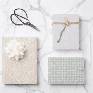 Minimalist Neutral Beige Grey Sage Green Abstract Wrapping Paper Sheet