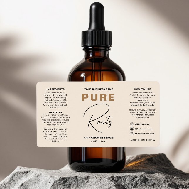 Minimalist Neutral Beige Hair Oil Dropper Bottle (Creator Uploaded)