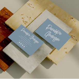 Minimalist Neutral Blue Boho Chic Modern Trendy  Business Card