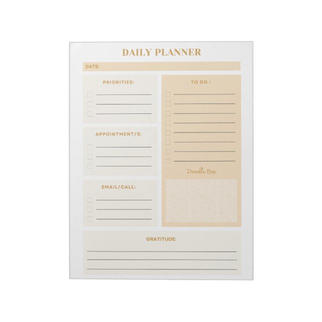 Minimalist Neutral Colour Daily Planner Pages Notepad (Rotated)