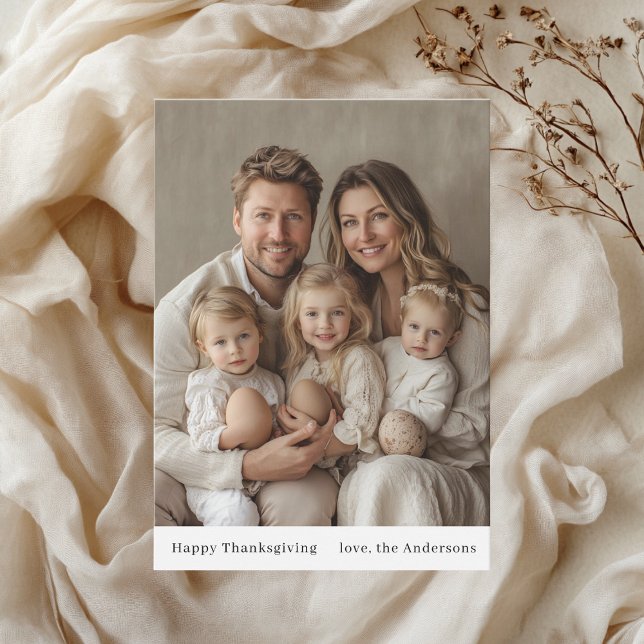Minimalist Neutral Family Photo Thanksgiving  Invitation (Creator Uploaded)