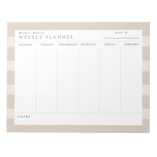 Minimalist Neutral Family Weekly Planner Notepad