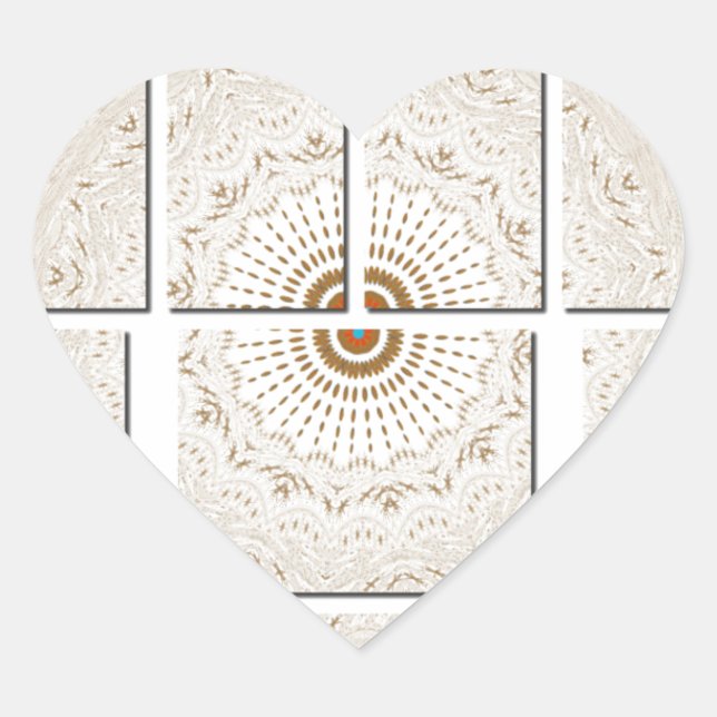 Minimalist Neutral Geometric Beige Tonal Design Heart Sticker (Front)