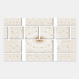 Minimalist Neutral Geometric Beige Tonal Design Rectangular Sticker