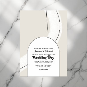 Minimalist Neutral Geometric Modern Boho Wedding Invitation